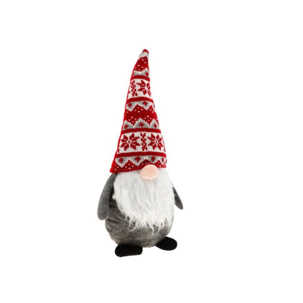 Red & Gray Christmas Faceless Gnome Santa Plush Doll, Table Décor 13.5" L x 5" W